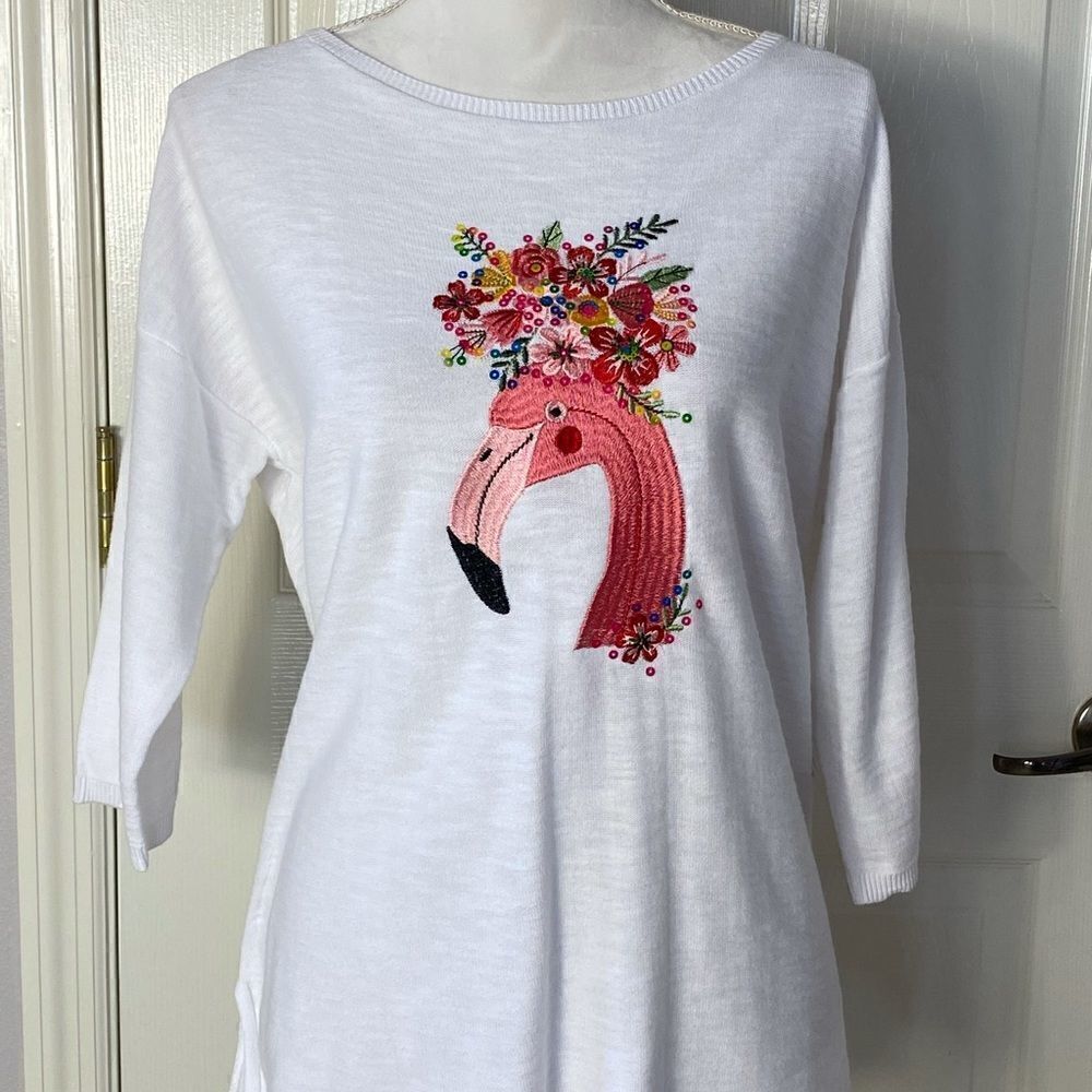CABANA CAY Women's Large Flamingo Pull Over Sweater